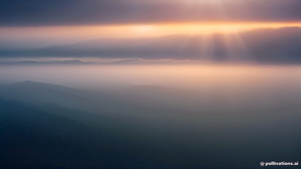 A vast, misty dreamscape bathed in golden morning light with gentle clouds stretching beneath an endless sky.