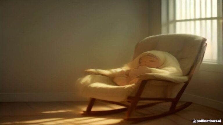 A serene dream scene bathed in warm golden light with a vintage rocking chair