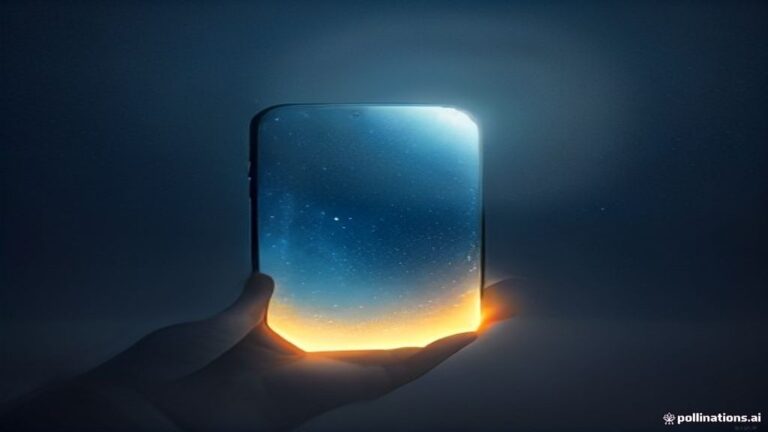 A translucent glowing smartphone hovering in a misty dark space surrounded by soft ambient light